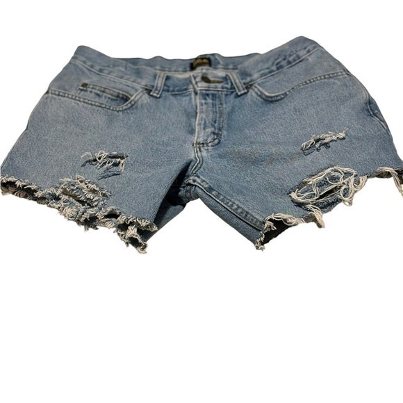 Lee Light Wash Blue Denim DIY Cut Off Distressed Shorts. SZ 31. Fringe. Boho. - Picture 1 of 15